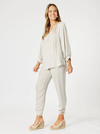 HAMMOCK AND VINE_TRAVELLER LUXE SIDE TIE PANT CHAMPAGNE _ TRAVELLER LUXE SIDE TIE PANT CHAMPAGNE _ Ebony Boutique NZ