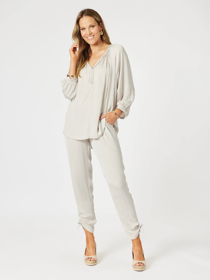 HAMMOCK AND VINE_TRAVELLER LUXE SIDE TIE PANT CHAMPAGNE _ TRAVELLER LUXE SIDE TIE PANT CHAMPAGNE _ Ebony Boutique NZ