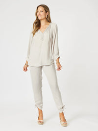 HAMMOCK AND VINE_TRAVELLER LUXE SIDE TIE PANT CHAMPAGNE _ TRAVELLER LUXE SIDE TIE PANT CHAMPAGNE _ Ebony Boutique NZ