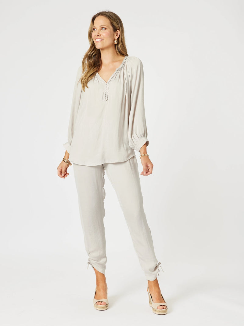 HAMMOCK AND VINE_TRAVELLER LUXE SIDE TIE PANT CHAMPAGNE _ TRAVELLER LUXE SIDE TIE PANT CHAMPAGNE _ Ebony Boutique NZ
