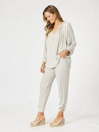 HAMMOCK AND VINE_TRAVELLER LUXE SIDE TIE PANT CHAMPAGNE _ TRAVELLER LUXE SIDE TIE PANT CHAMPAGNE _ Ebony Boutique NZ
