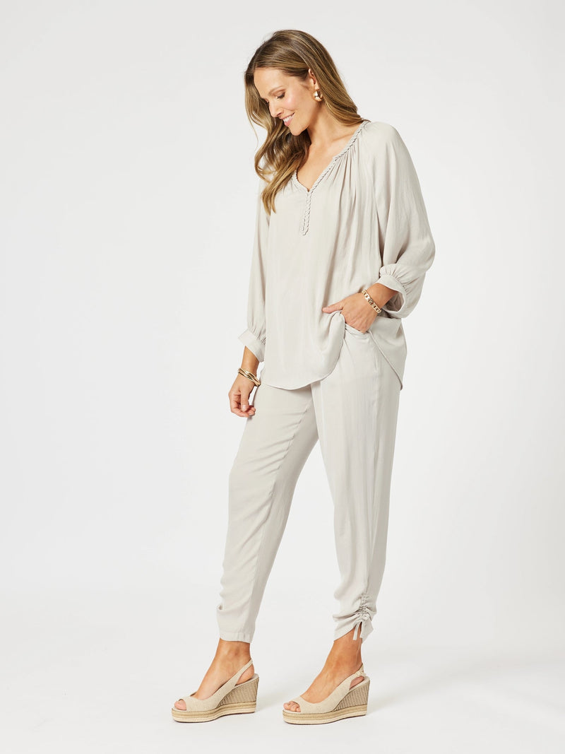 HAMMOCK AND VINE_TRAVELLER LUXE SIDE TIE PANT CHAMPAGNE _ TRAVELLER LUXE SIDE TIE PANT CHAMPAGNE _ Ebony Boutique NZ