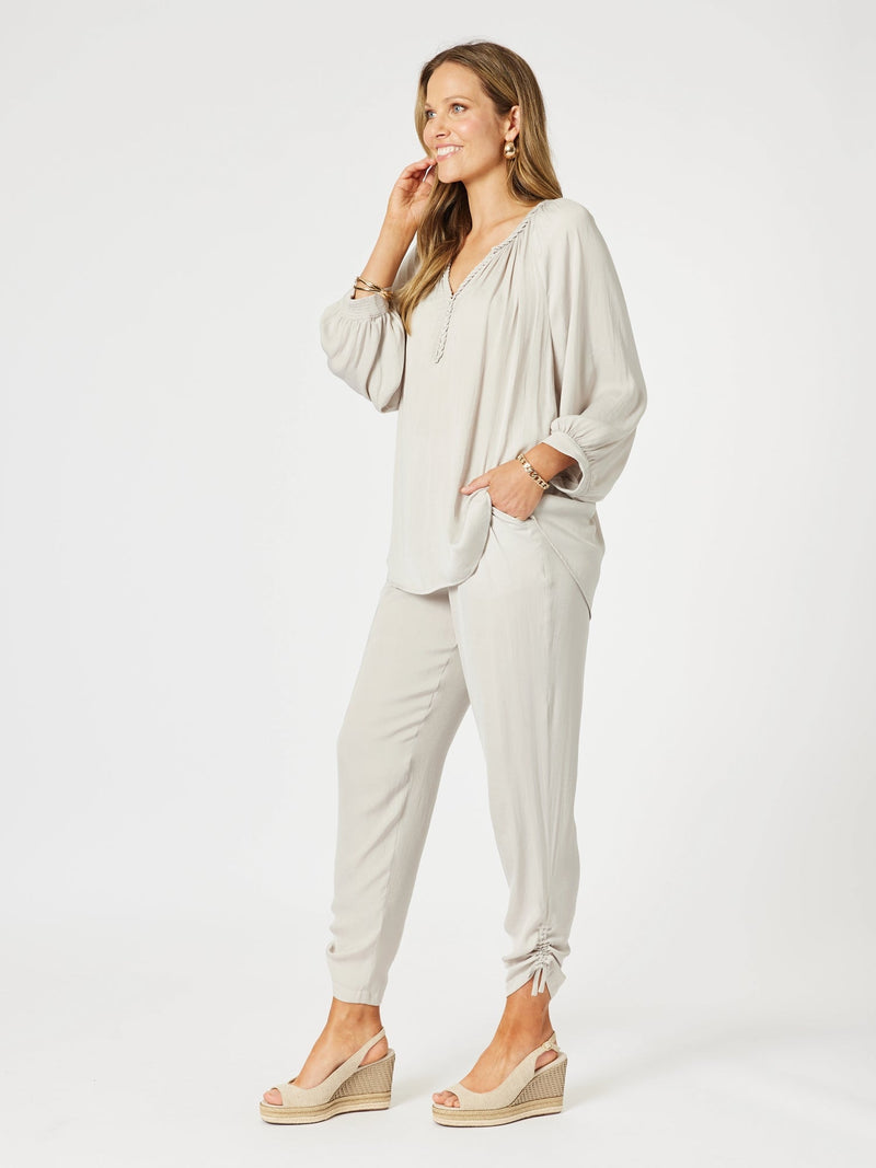 HAMMOCK AND VINE_TRAVELLER LUXE SIDE TIE PANT CHAMPAGNE _ TRAVELLER LUXE SIDE TIE PANT CHAMPAGNE _ Ebony Boutique NZ