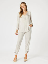 HAMMOCK AND VINE_TRAVELLER LUXE SIDE TIE PANT CHAMPAGNE _ TRAVELLER LUXE SIDE TIE PANT CHAMPAGNE _ Ebony Boutique NZ