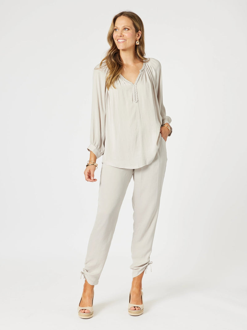 HAMMOCK AND VINE_TRAVELLER LUXE SIDE TIE PANT CHAMPAGNE _ TRAVELLER LUXE SIDE TIE PANT CHAMPAGNE _ Ebony Boutique NZ