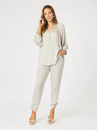 HAMMOCK AND VINE_TRAVELLER LUXE SIDE TIE PANT CHAMPAGNE _ TRAVELLER LUXE SIDE TIE PANT CHAMPAGNE _ Ebony Boutique NZ
