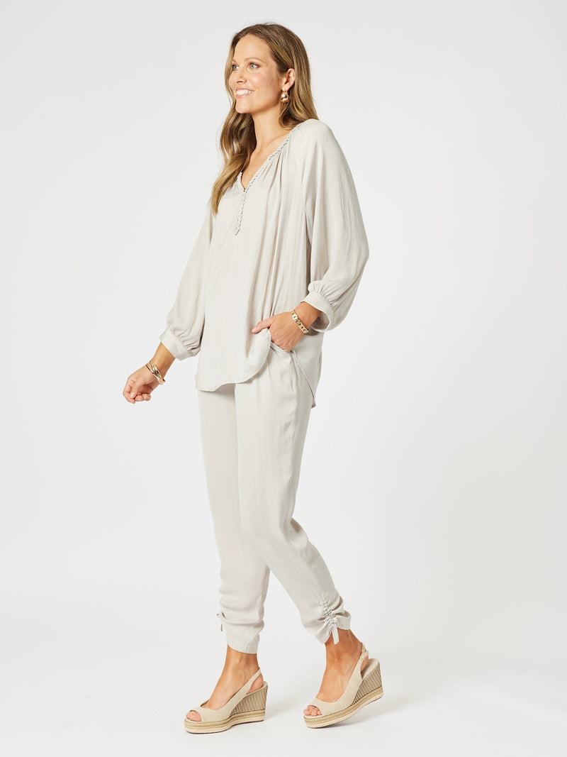 HAMMOCK AND VINE_TRAVELLER LUXE SIDE TIE PANT CHAMPAGNE _ TRAVELLER LUXE SIDE TIE PANT CHAMPAGNE _ Ebony Boutique NZ