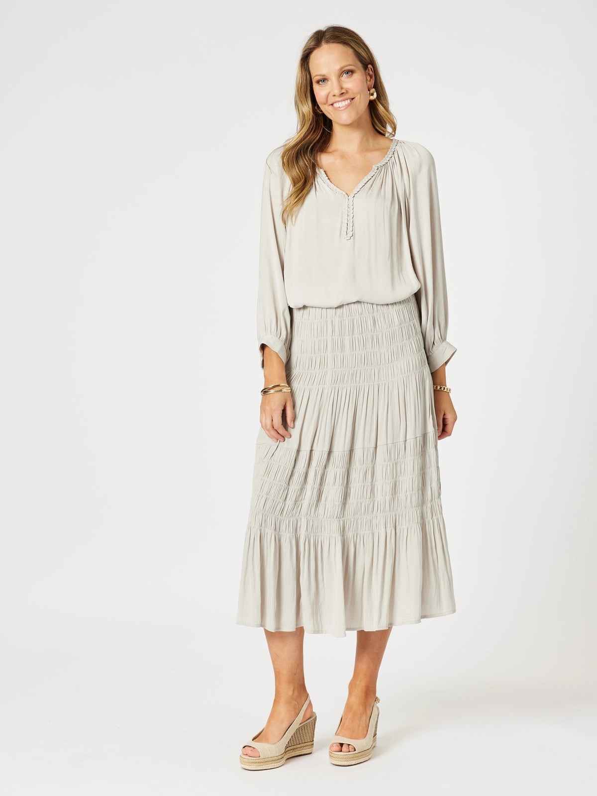 HAMMOCK AND VINE_TRAVELLER LUXE SKIRT CHAMPAGNE _ TRAVELLER LUXE SKIRT CHAMPAGNE _ Ebony Boutique NZ