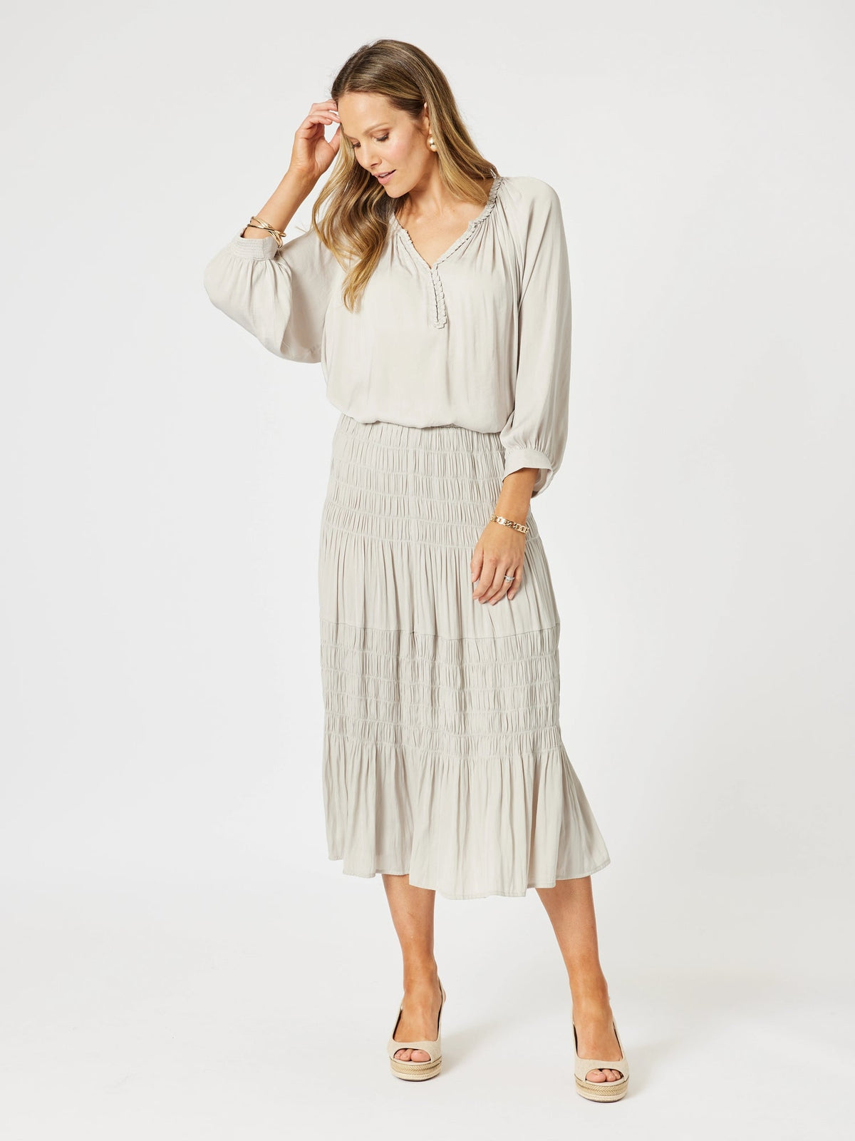 HAMMOCK AND VINE_TRAVELLER LUXE SKIRT CHAMPAGNE _ TRAVELLER LUXE SKIRT CHAMPAGNE _ Ebony Boutique NZ