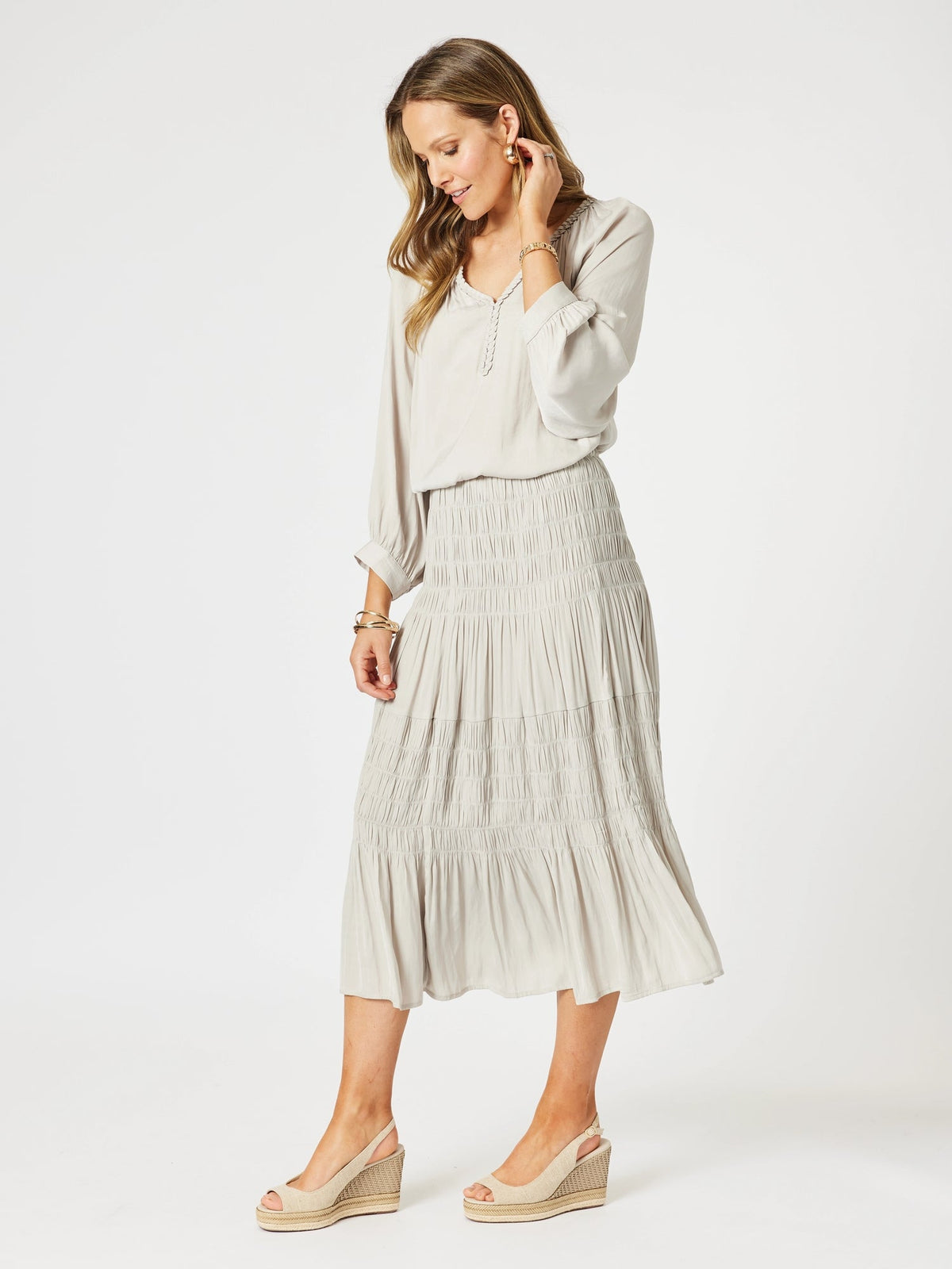 HAMMOCK AND VINE_TRAVELLER LUXE SKIRT CHAMPAGNE _ TRAVELLER LUXE SKIRT CHAMPAGNE _ Ebony Boutique NZ