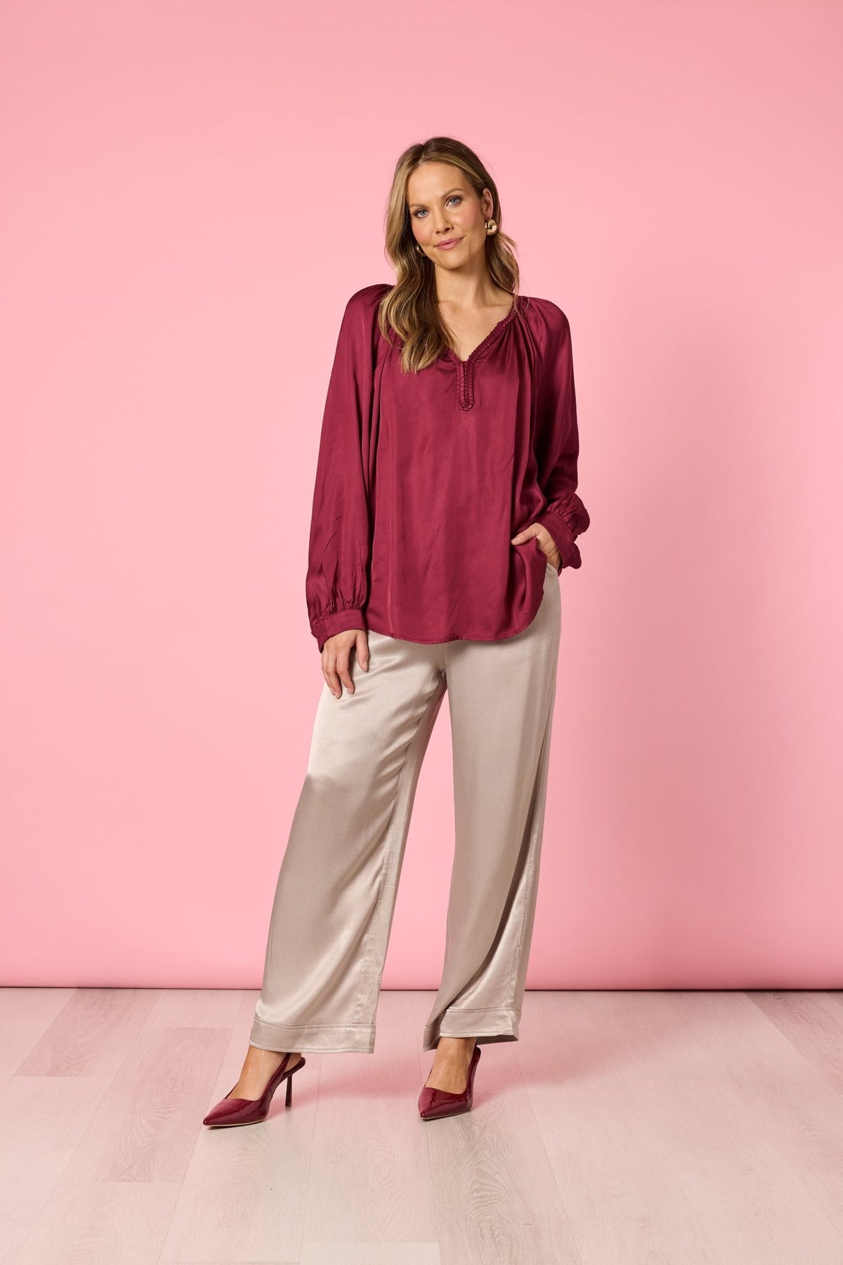 HAMMOCK & VINE_LUXE PLAIT TOP SHIRAZ _ LUXE PLAIT TOP SHIRAZ _ Ebony Boutique NZ