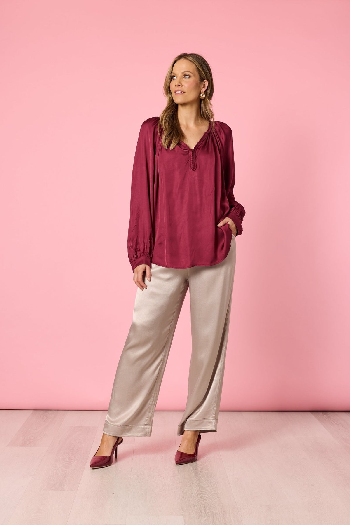 HAMMOCK & VINE_LUXE PLAIT TOP SHIRAZ _ LUXE PLAIT TOP SHIRAZ _ Ebony Boutique NZ