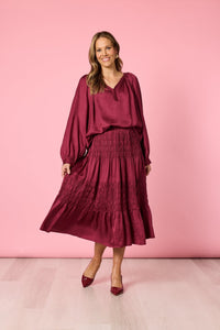 HAMMOCK & VINE_TRAVELLER LUXE RUCHE SKIRT SHIRAZ _ TRAVELLER LUXE RUCHE SKIRT SHIRAZ _ Ebony Boutique NZ