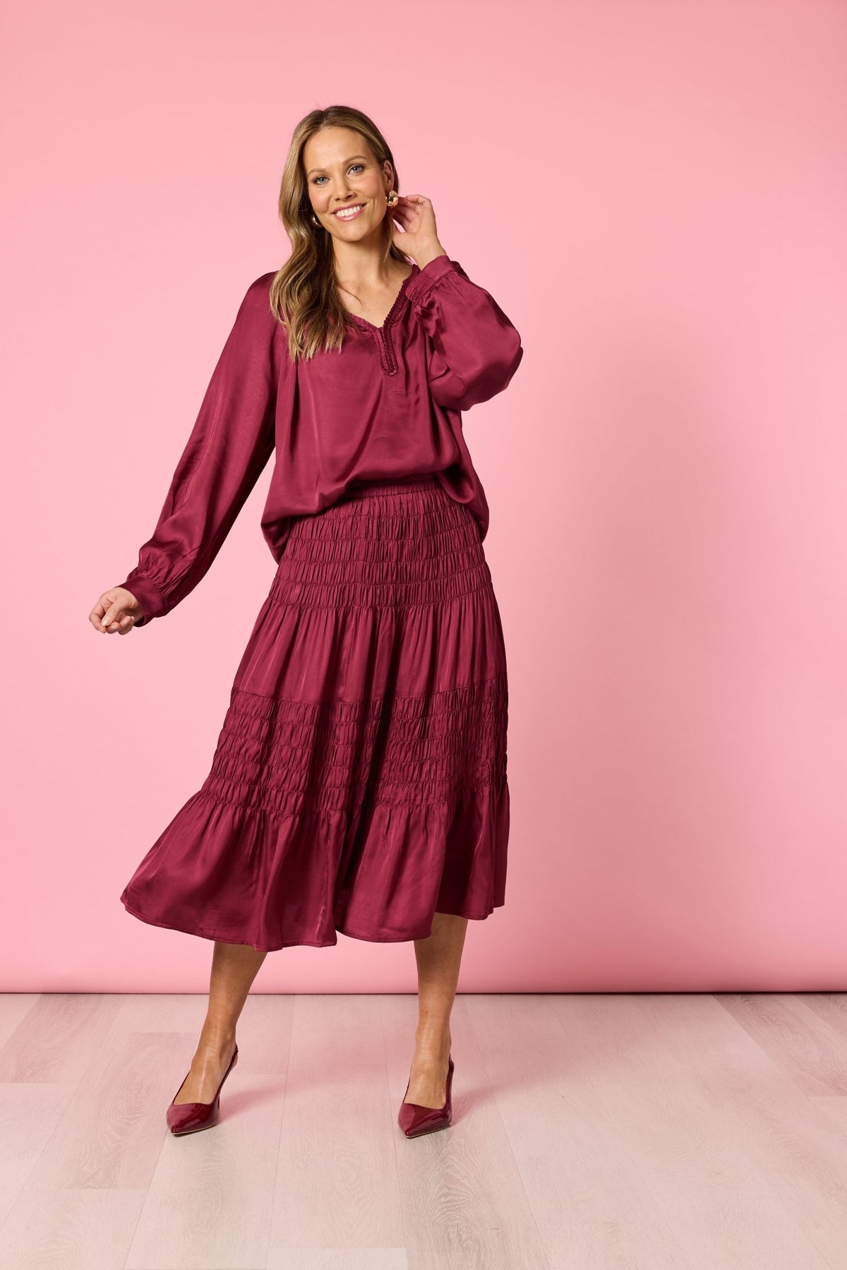 HAMMOCK & VINE_TRAVELLER LUXE RUCHE SKIRT SHIRAZ _ TRAVELLER LUXE RUCHE SKIRT SHIRAZ _ Ebony Boutique NZ