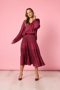 HAMMOCK & VINE_TRAVELLER LUXE RUCHE SKIRT SHIRAZ _ TRAVELLER LUXE RUCHE SKIRT SHIRAZ _ Ebony Boutique NZ