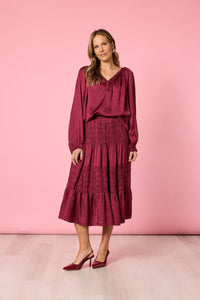 HAMMOCK & VINE_TRAVELLER LUXE RUCHE SKIRT SHIRAZ _ TRAVELLER LUXE RUCHE SKIRT SHIRAZ _ Ebony Boutique NZ