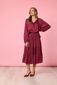 HAMMOCK & VINE_TRAVELLER LUXE RUCHE SKIRT SHIRAZ _ TRAVELLER LUXE RUCHE SKIRT SHIRAZ _ Ebony Boutique NZ