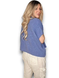 HELGA MAY_BABY ALPACA V NECK KNIT VEST CORNFLOWER BLUE _ BABY ALPACA V NECK KNIT VEST CORNFLOWER BLUE _ Ebony Boutique NZ