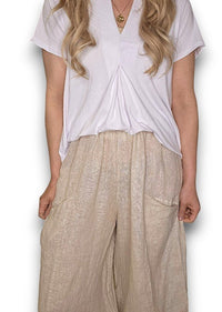 HELGA MAY_BARREL LINEN PANTS BEIGE _ BARREL LINEN PANTS BEIGE _ Ebony Boutique NZ