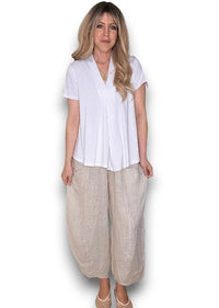 HELGA MAY_BARREL LINEN PANTS BEIGE _ BARREL LINEN PANTS BEIGE _ Ebony Boutique NZ