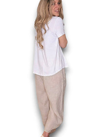 HELGA MAY_BARREL LINEN PANTS BEIGE _ BARREL LINEN PANTS BEIGE _ Ebony Boutique NZ