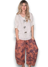 HELGA MAY_BARREL LINEN PANTS FRENCH TOILLE BRICK _ BARREL LINEN PANTS FRENCH TOILLE BRICK _ Ebony Boutique NZ