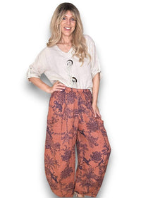 HELGA MAY_BARREL LINEN PANTS FRENCH TOILLE BRICK _ BARREL LINEN PANTS FRENCH TOILLE BRICK _ Ebony Boutique NZ