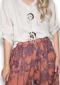 HELGA MAY_BARREL LINEN PANTS FRENCH TOILLE BRICK _ BARREL LINEN PANTS FRENCH TOILLE BRICK _ Ebony Boutique NZ