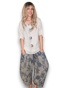 HELGA MAY_BARREL LINEN PANTS FRENCH TOILLE MOCHA _ BARREL LINEN PANTS FRENCH TOILLE MOCHA _ Ebony Boutique NZ