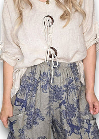 HELGA MAY_BARREL LINEN PANTS FRENCH TOILLE MOCHA _ BARREL LINEN PANTS FRENCH TOILLE MOCHA _ Ebony Boutique NZ