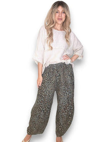 HELGA MAY_BARREL LINEN PANTS LEOPARD MOCHA _ BARREL LINEN PANTS LEOPARD MOCHA _ Ebony Boutique NZ