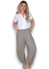 HELGA MAY_BARREL LINEN PANTS MOCHA _ BARREL LINEN PANTS MOCHA _ Ebony Boutique NZ