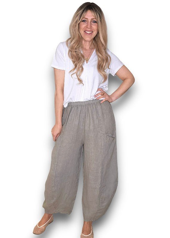 HELGA MAY_BARREL LINEN PANTS MOCHA _ BARREL LINEN PANTS MOCHA _ Ebony Boutique NZ