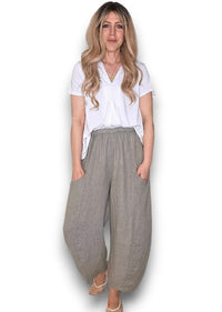 HELGA MAY_BARREL LINEN PANTS MOCHA _ BARREL LINEN PANTS MOCHA _ Ebony Boutique NZ
