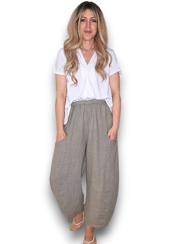 HELGA MAY_BARREL LINEN PANTS MOCHA _ BARREL LINEN PANTS MOCHA _ Ebony Boutique NZ
