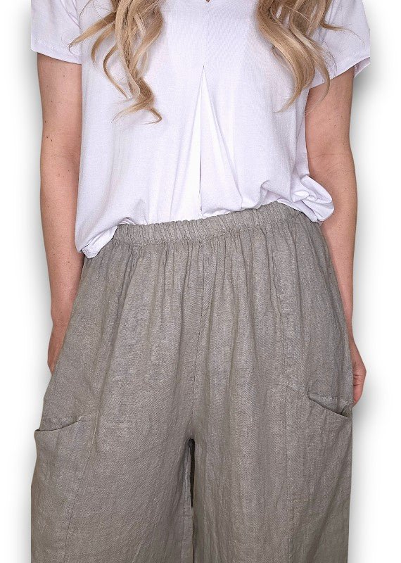 HELGA MAY_BARREL LINEN PANTS MOCHA _ BARREL LINEN PANTS MOCHA _ Ebony Boutique NZ
