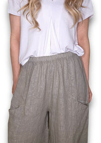 HELGA MAY_BARREL LINEN PANTS MOCHA _ BARREL LINEN PANTS MOCHA _ Ebony Boutique NZ