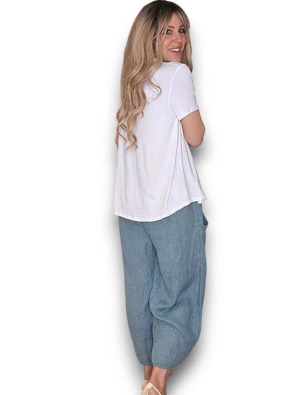 HELGA MAY_BARREL LINEN PANTS SEAFOAM _ BARREL LINEN PANTS SEAFOAM _ Ebony Boutique NZ