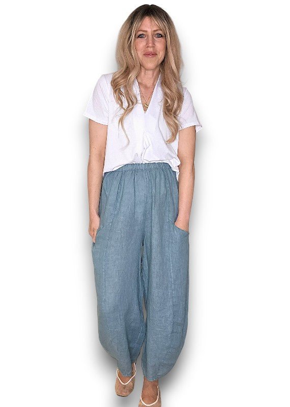 HELGA MAY_BARREL LINEN PANTS SEAFOAM _ BARREL LINEN PANTS SEAFOAM _ Ebony Boutique NZ