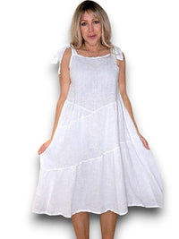 HELGA MAY_BOW TIE LINEN SUMMER DRESS WHITE _ BOW TIE LINEN SUMMER DRESS WHITE _ Ebony Boutique NZ