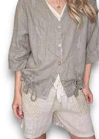 HELGA MAY_C'EST LA VIE DRAWSTRING JACKET MOCHA _ C'EST LA VIE DRAWSTRING JACKET MOCHA _ Ebony Boutique NZ
