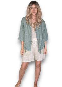 HELGA MAY_C'EST LA VIE DRAWSTRING JACKET SAGE _ C'EST LA VIE DRAWSTRING JACKET SAGE _ Ebony Boutique NZ