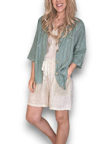 HELGA MAY_C'EST LA VIE DRAWSTRING JACKET SAGE _ C'EST LA VIE DRAWSTRING JACKET SAGE _ Ebony Boutique NZ