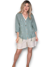 HELGA MAY_C'EST LA VIE DRAWSTRING JACKET SAGE _ C'EST LA VIE DRAWSTRING JACKET SAGE _ Ebony Boutique NZ