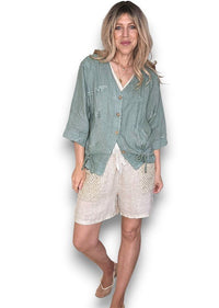 HELGA MAY_C'EST LA VIE DRAWSTRING JACKET SAGE _ C'EST LA VIE DRAWSTRING JACKET SAGE _ Ebony Boutique NZ