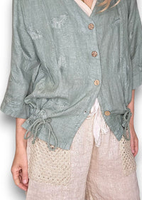 HELGA MAY_C'EST LA VIE DRAWSTRING JACKET SAGE _ C'EST LA VIE DRAWSTRING JACKET SAGE _ Ebony Boutique NZ