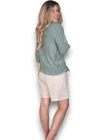 HELGA MAY_C'EST LA VIE DRAWSTRING JACKET SAGE _ C'EST LA VIE DRAWSTRING JACKET SAGE _ Ebony Boutique NZ