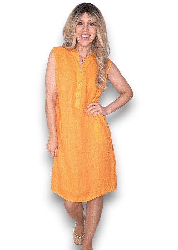 HELGA MAY_COASTAL MIDI TANK DRESS BRIGHT ORANGE _ COASTAL MIDI TANK DRESS BRIGHT ORANGE _ Ebony Boutique NZ