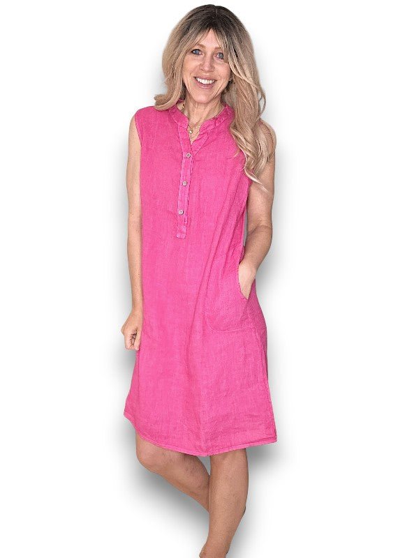 HELGA MAY_COASTAL MIDI TANK DRESS HOT PINK _ COASTAL MIDI TANK DRESS HOT PINK _ Ebony Boutique NZ