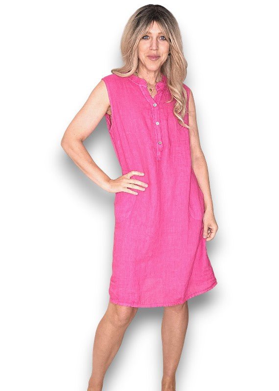 HELGA MAY_COASTAL MIDI TANK DRESS HOT PINK _ COASTAL MIDI TANK DRESS HOT PINK _ Ebony Boutique NZ